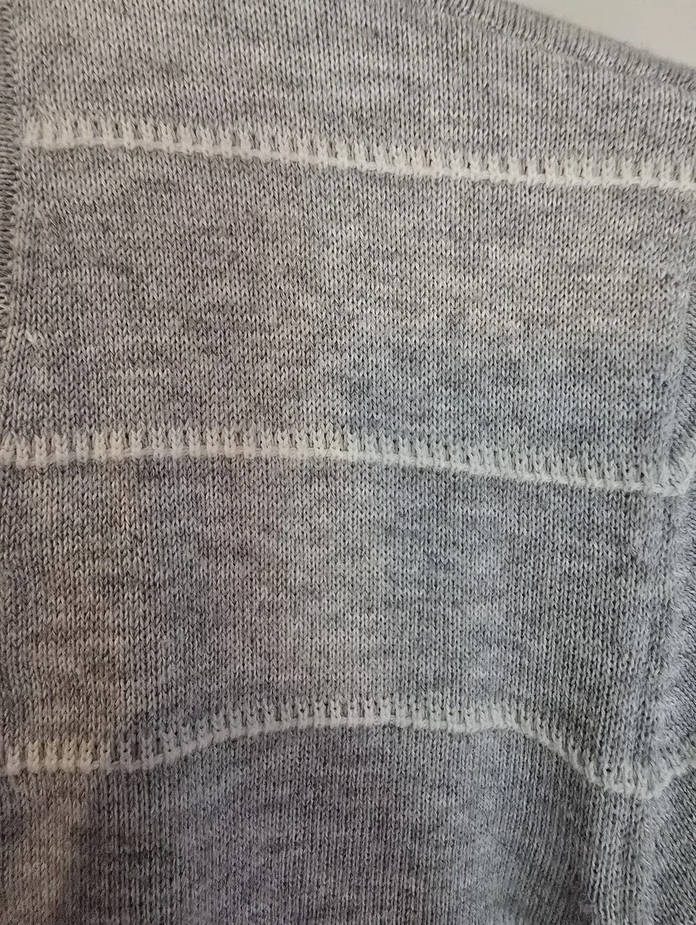 Talbots Petite 1x Light Gray Open-Front Striped Women’s Cardigan Sweater